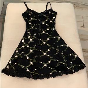 Floral printed black dress